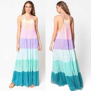 PITUSA Popsicle Halter Maxi Dress Multi color size‎ O/S